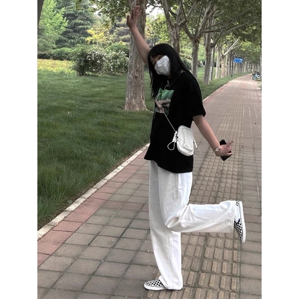Set Đồ Áo Thun Hình Gnla quần Kaki trắng 🌸 Bộ Đồ phông form rộng tay lỡ quần culottes ống rộng Ulzzang🌸