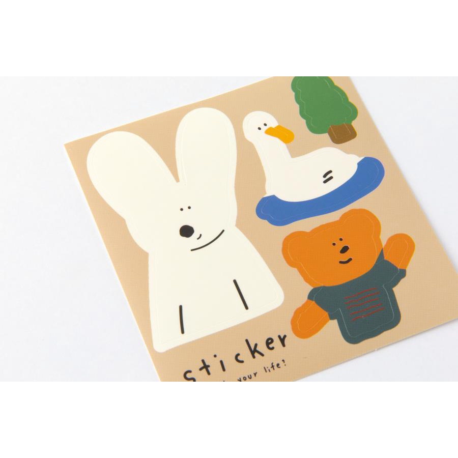 Set 3 Tấm Sticker ARTBOX Hàn Quốc Trang Trí Hình Thỏ Và Gấu Dễ Thương