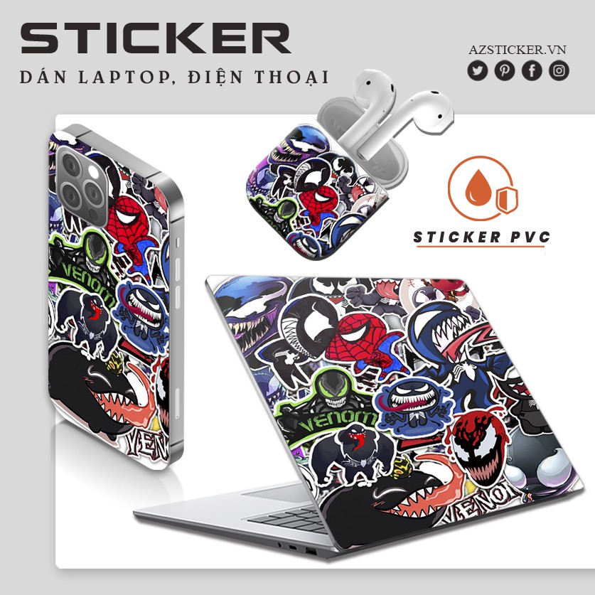 Set Sticker VeNom | Dán Nón Bảo Hiêm, Điện Thoại, Laptop, Bình Nước...Chống Nước, Chống Bay Màu..