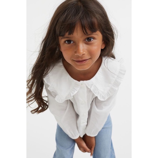 Áo sơ mi trắng cổ sen bé gái HM auth