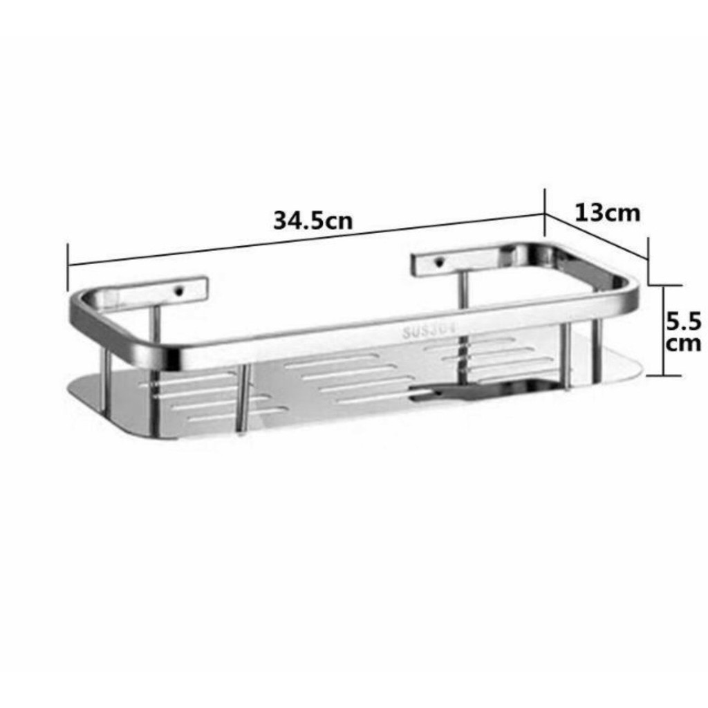 Kệ Thẳng Inox 304 Để Đồ Phòng Tắm, Phòng Bếp (kèm miếng dán hoặc keo dán không phải khoan tường)