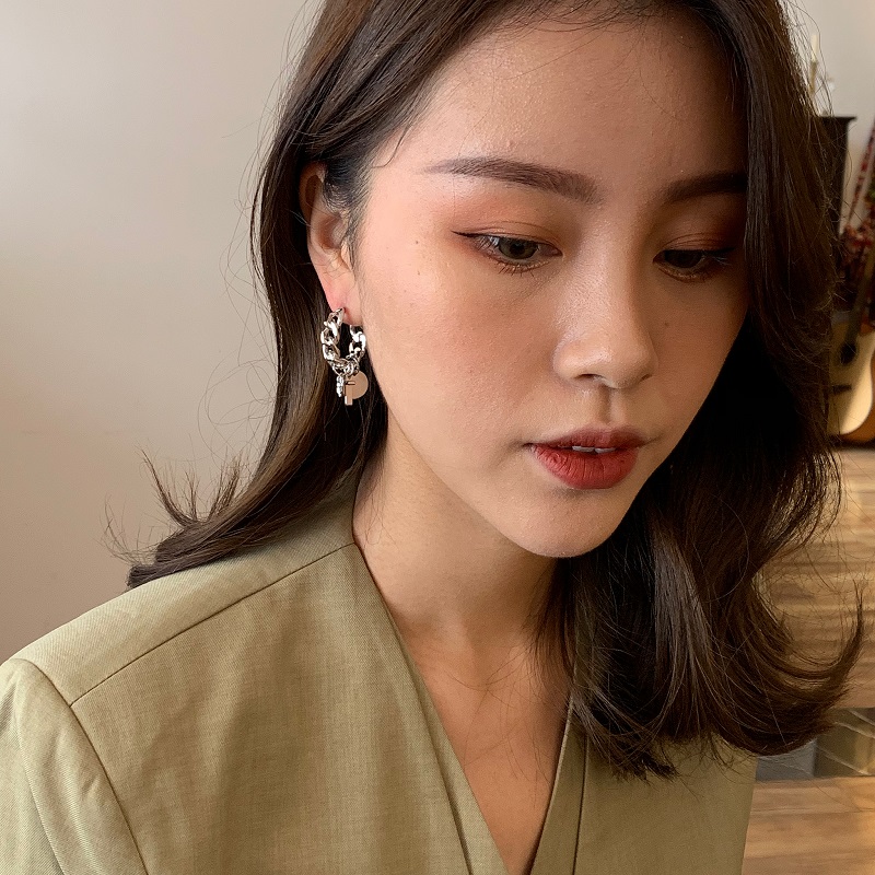 Bông Tai Dây Xích Dài Hình Thánh Giá Chất Liệu Kim Loại 22861