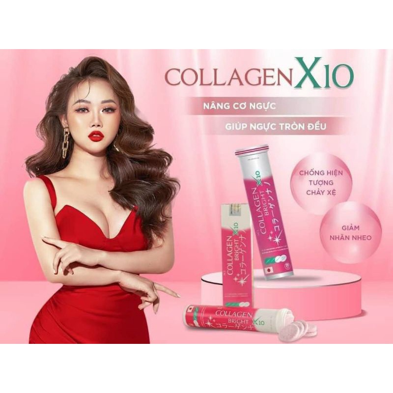 Viên Sủi Collagen Bright X10 Trắng Da - Hộp 20viên