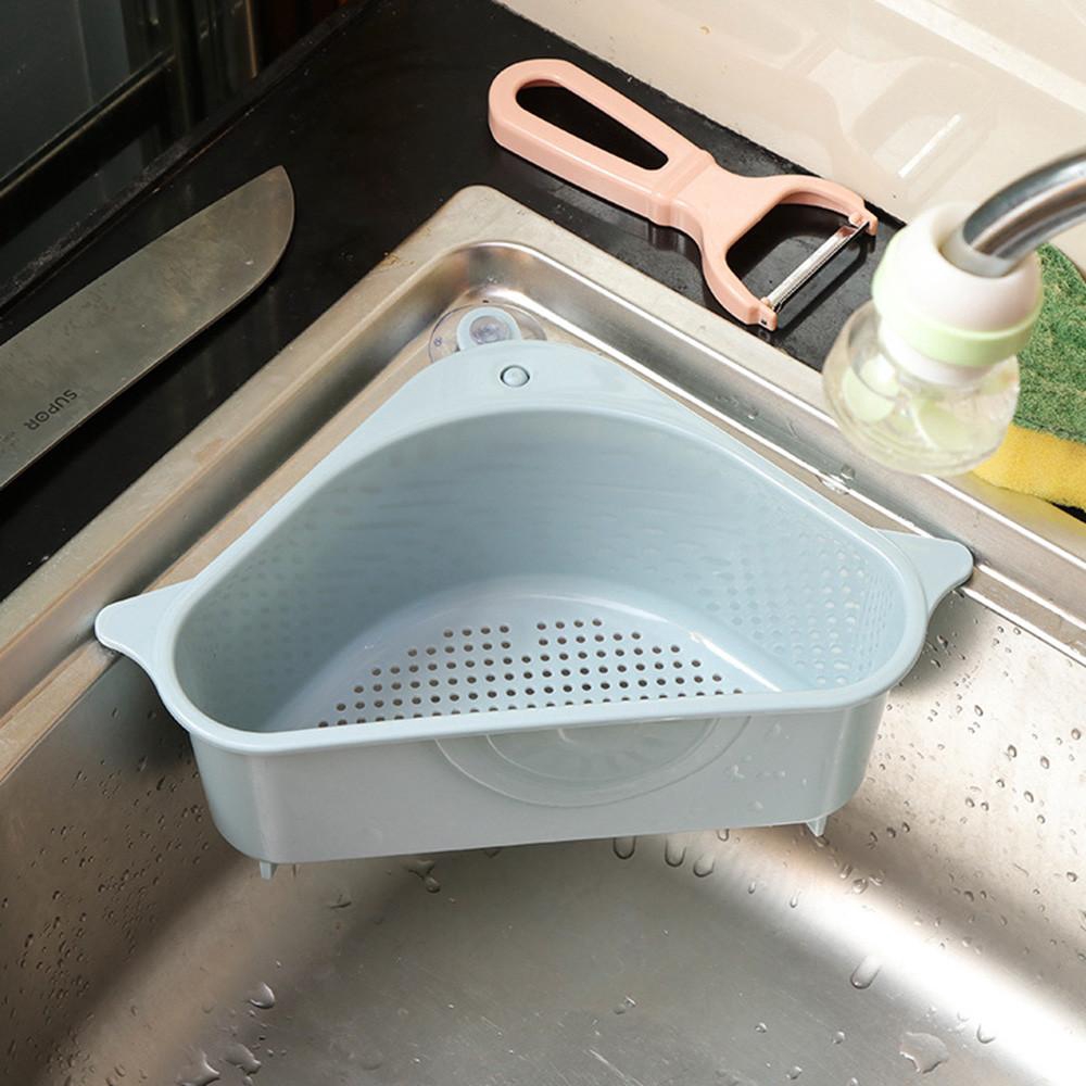 Giá Đỡ Đa Chức Năng Hình Tam Giác Có Giác Hút Để Ráo Nước Cho Nhà Bếp
