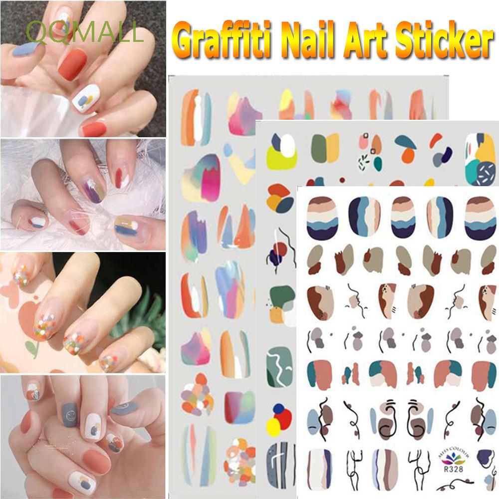 Tờ Hình Dán Trang Trí Móng Tay 3D Chống Thấm Nước Nhiều Màu Sắc Thời Trang