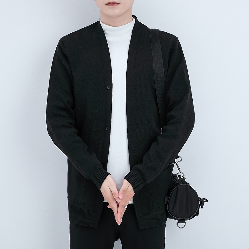 Áo khoác cardigan HAIBINZOULU len tay dài có túi giữ ấm mùa đông thời trang Hàn Quốc thanh lịch dành cho nam