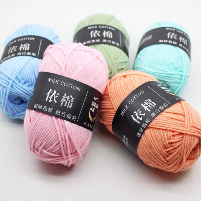 [Mã FAX153A giảm đến 15k đơn 50k] Len Milk Cotton baby bảng màu 1. Cuộn Len Sợi Cotton