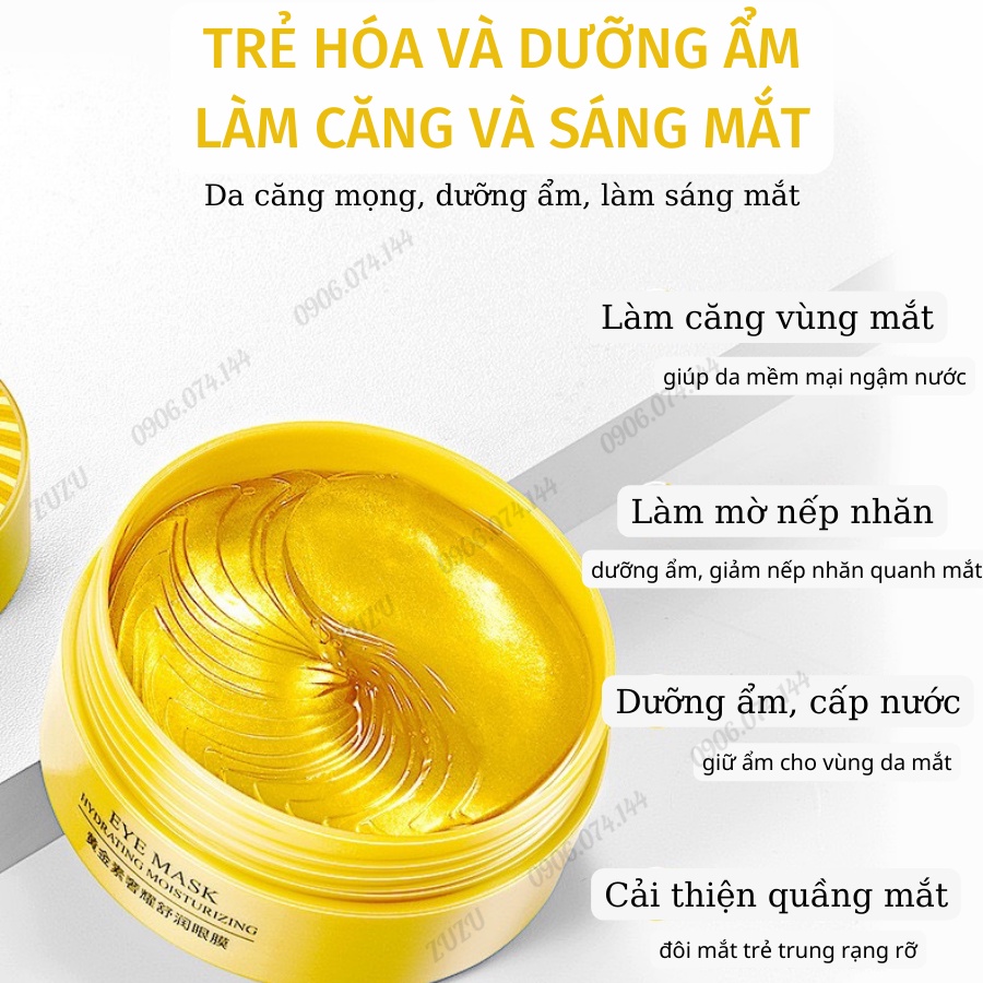 [HỘP 60 MIẾNG] HỘP MẶT NẠ MẮT BIOAQUA dưỡng ẩm làm sáng quầng thâm và ngăn ngừa nếp nhăn LALA