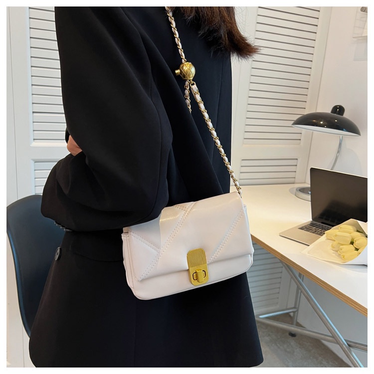 JASMIN NOIR Túi Đeo Chéo Da PU Phối Dây Xích Thời Trang Nữ