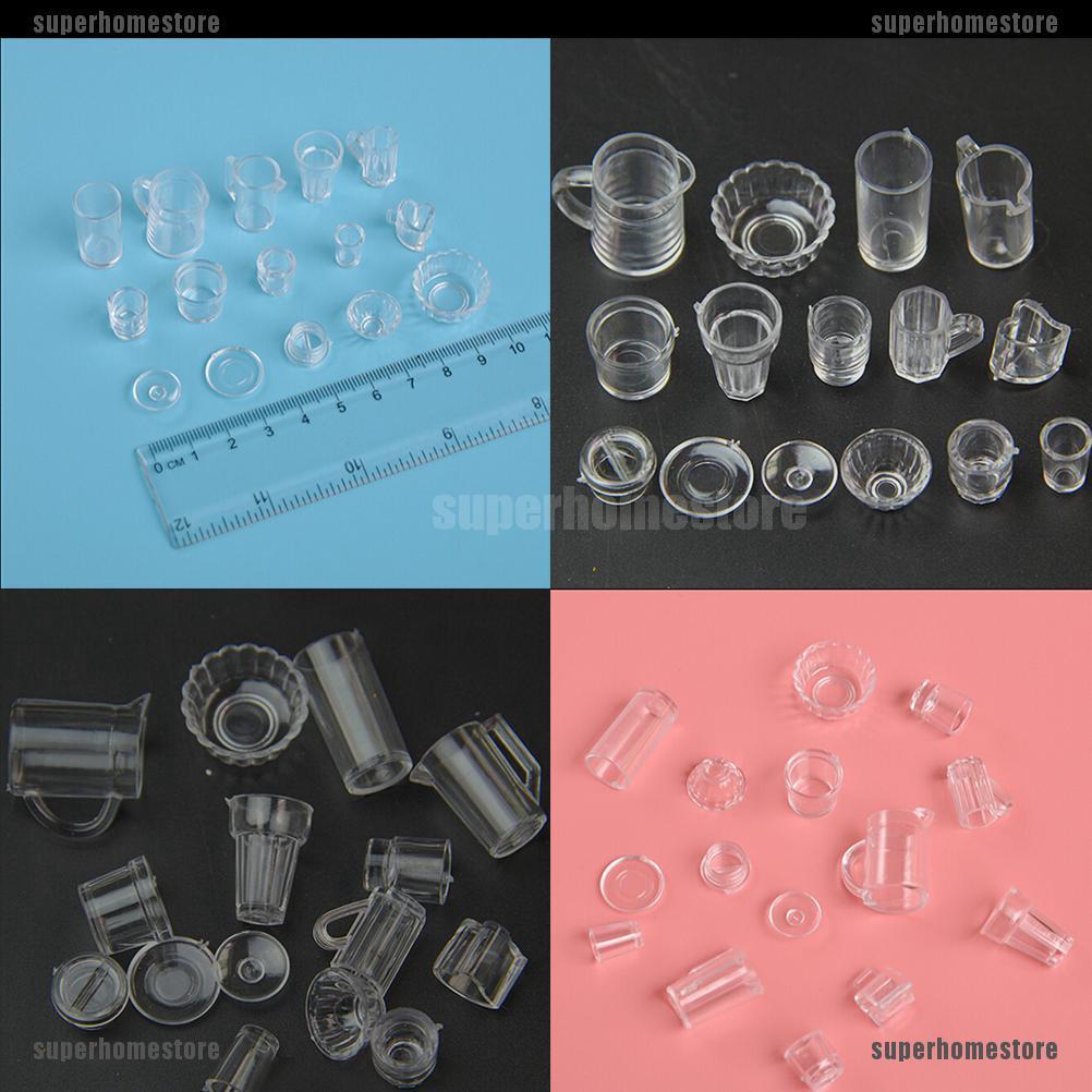 Set 15 Ly Mini Trong Suốt Dùng Để Trang Trí Nhà Búp Bê