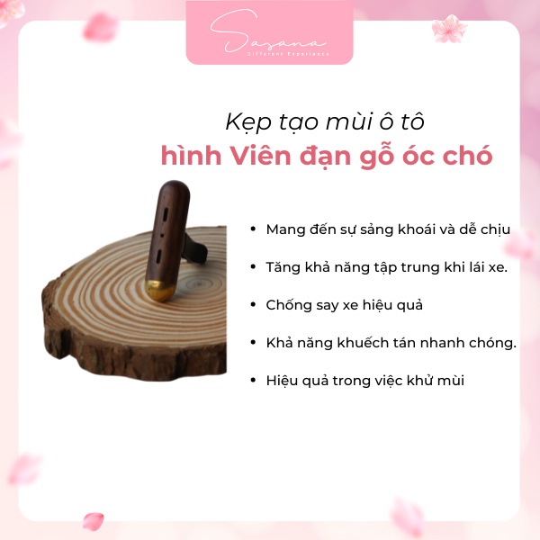 Nước hoa ô tô kẹp tạo mùi hình viên đạn gỗ óc chó tạo hương thơm, trang trí, thanh lọc không khí, chống say xe,...