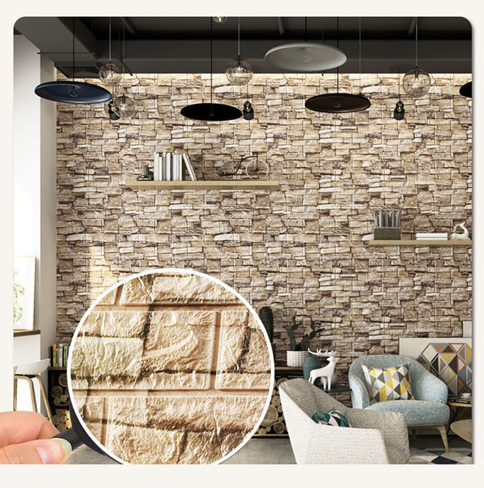 3D luxurious stone wallpaper self-adhesive waterproof wallpaper retro wall decoration