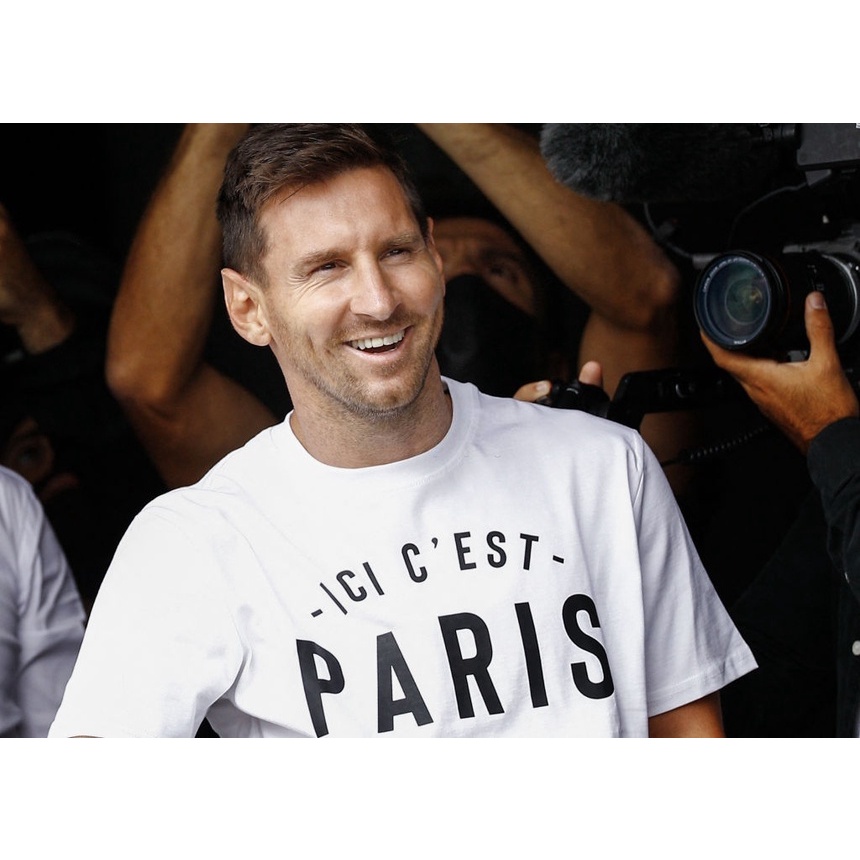 Áo Thun Tay Lỡ Unisex ICI CEST PARIS MESSI 2 Màu Đen Trắng Chất Cotton Dày Mịn