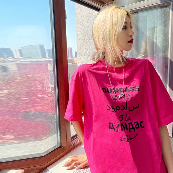 COZOK Áo Thun Tay Ngắn Cổ Tròn Dáng Rộng In Chữ Thời Trang Hàn Quốc Trẻ Trung
