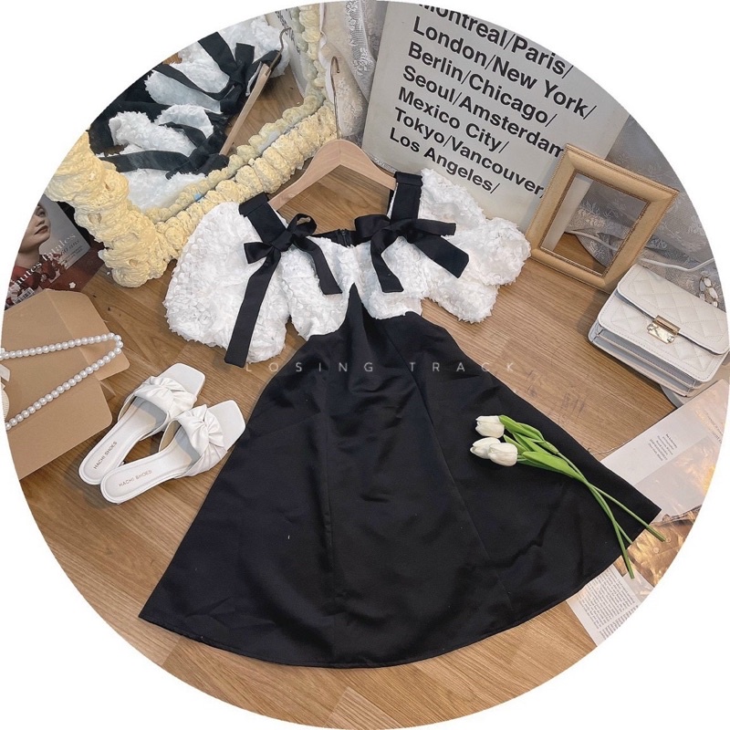 ĐẦM LÔNG TRẮNG PHỐI NHUNG NƠ VAI