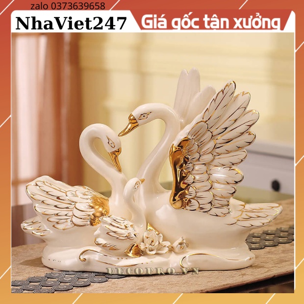 Bộ Tượng Gia Đình Thiên Nga Hạnh Phúc-vật phong thuỷ-decor bàn,tủ,kệ,Sang Trọng-Tinh Tế-mạ vàng-quà tặng đẹp,ý nghĩa