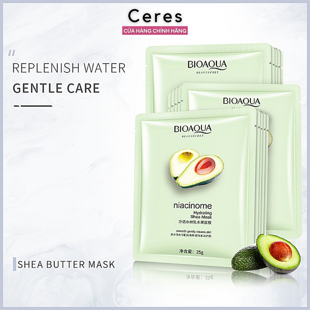 Mặt Nạ 🥑𝑭𝒓𝒆𝒆𝒔𝒉𝒊𝒑🥑 Mask Quả Bơ Bioaqua Niacinome Hydrating Shea - Mask Giữ Ẩm Cấp Nước Trắng Da | BigBuy360 - bigbuy360.vn