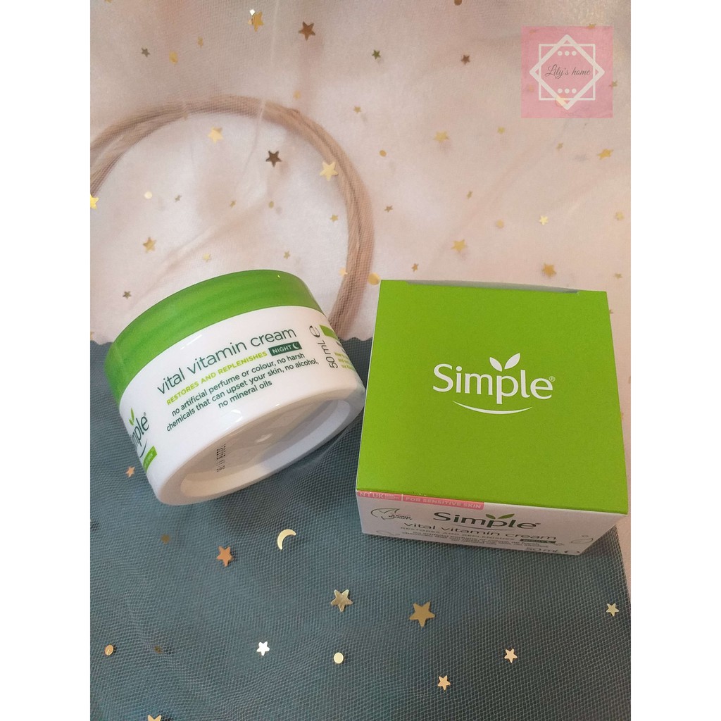 Simple, Kem Dưỡng Ẩm Phục Hồi Da Ban Đêm Simple Vital Vitamin Cream 50ml