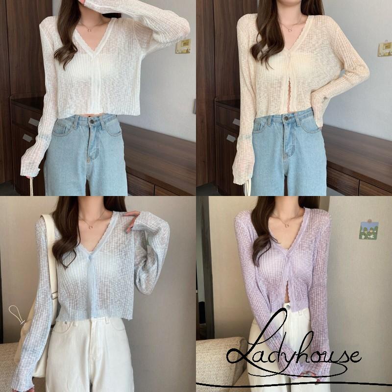 Áo Cardigan Dệt Kim Tay Dài Dáng Rộng Cài Nút Màu Trơn Cho Nữ