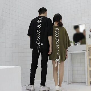 Áo Thun Unisex Tay Lửng Đan Dây Lưng Cực Chất
