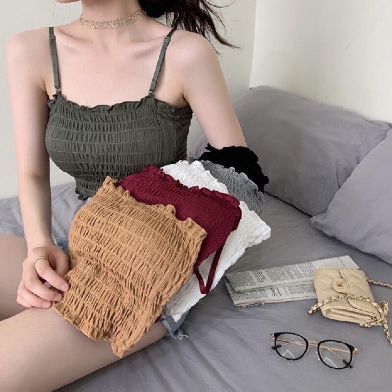 Áo hai dây Bigsize kèm đệm ngực sẵn dạng quây 55-80kg | BigBuy360 - bigbuy360.vn