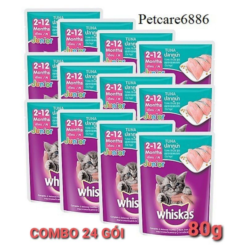 Pate mèo whiskas 80g COMBO 24 gói - thức ăn mèo cho mọi lứa tuổi