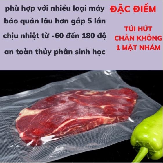 Set 100 Túi Hút Chân Không Một Mặt Nhám, Cuộn và túi đựng thực phẩm 1 mặt nhám, hàng cao cấp, An toàn,