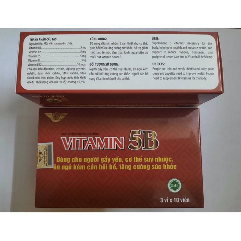 VITAMIN 5B Kingphar - Hộp 30 Viên - Bổ sung 4 loại vitamin nhóm B: B1, B2. B5. B6. B12