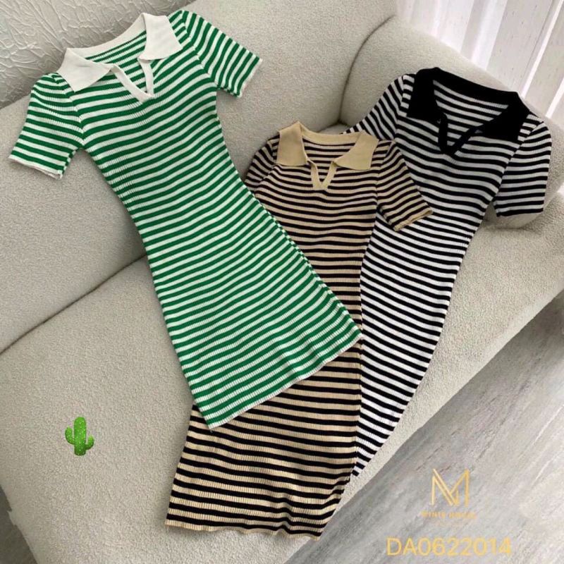 Đầm body cổ bẻ sọc  form chuẩn đẹp (B.C)