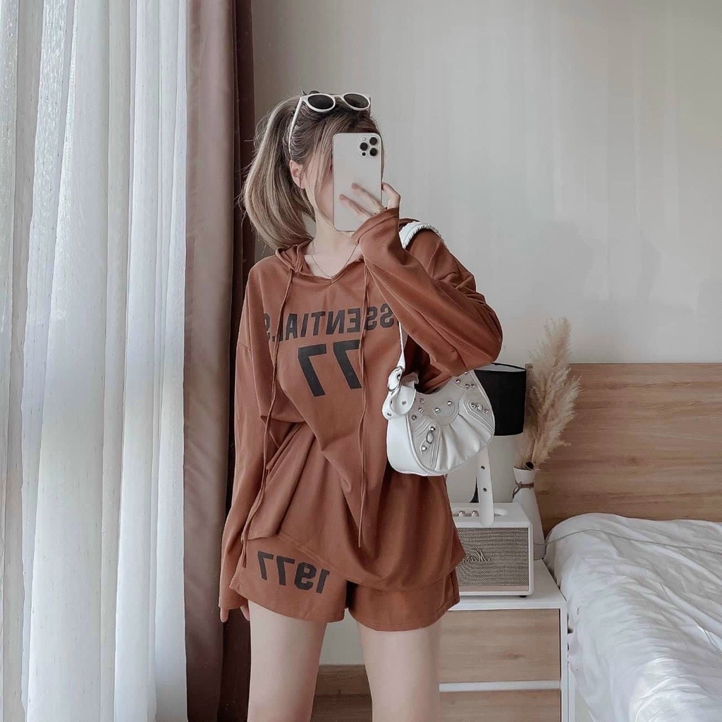 Set bộ đồ nữ MINH PHÚC, sét đi chơi thun tay dài phối quần đùi ống rộng phong cách thể thao cá tính hiện đại