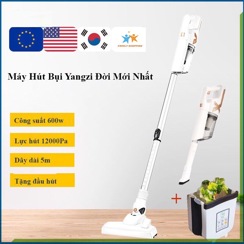 Máy hút bụi cầm tay Yangzi lực hút siêu mạnh 14000Pa hút sạch mọi loại bụi, tóc, lông thú nuôi tặng kèm thùng rác