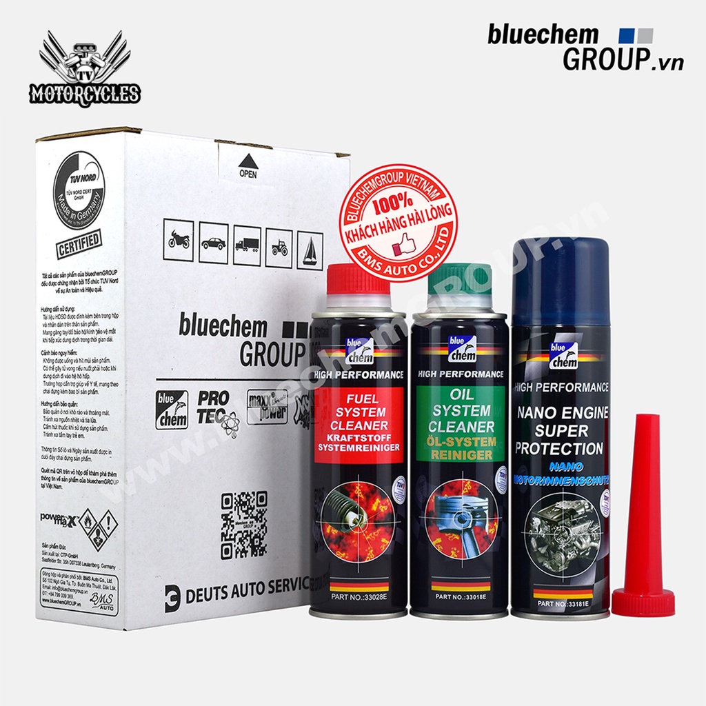 Combo Bộ 3 Sản Phẩm Bluechem Làm Sạch Và Bảo Vệ Động Cơ Xe