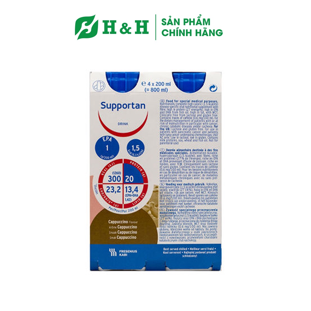 Sữa Supportan cho bệnh nhân ung thư, sau phẫu thuật (200ml x 4 chai)