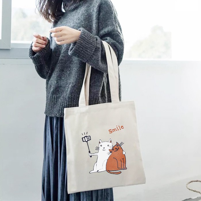 Túi Tote vải bố đựng đồ canvas dễ thương, túi xách Canvas cá tính