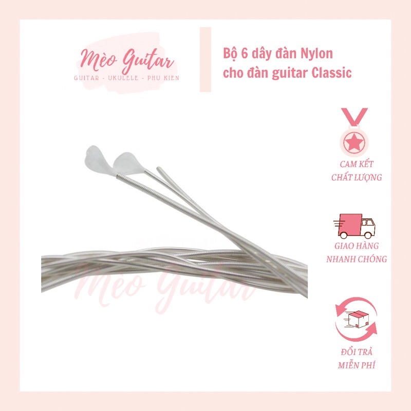 Bộ 6 dây đàn guitar classic chuyên lắp cho các xưởng giá rẻ chất lượng | dây đàn Nylon | dây đàn cho Guitar Classic