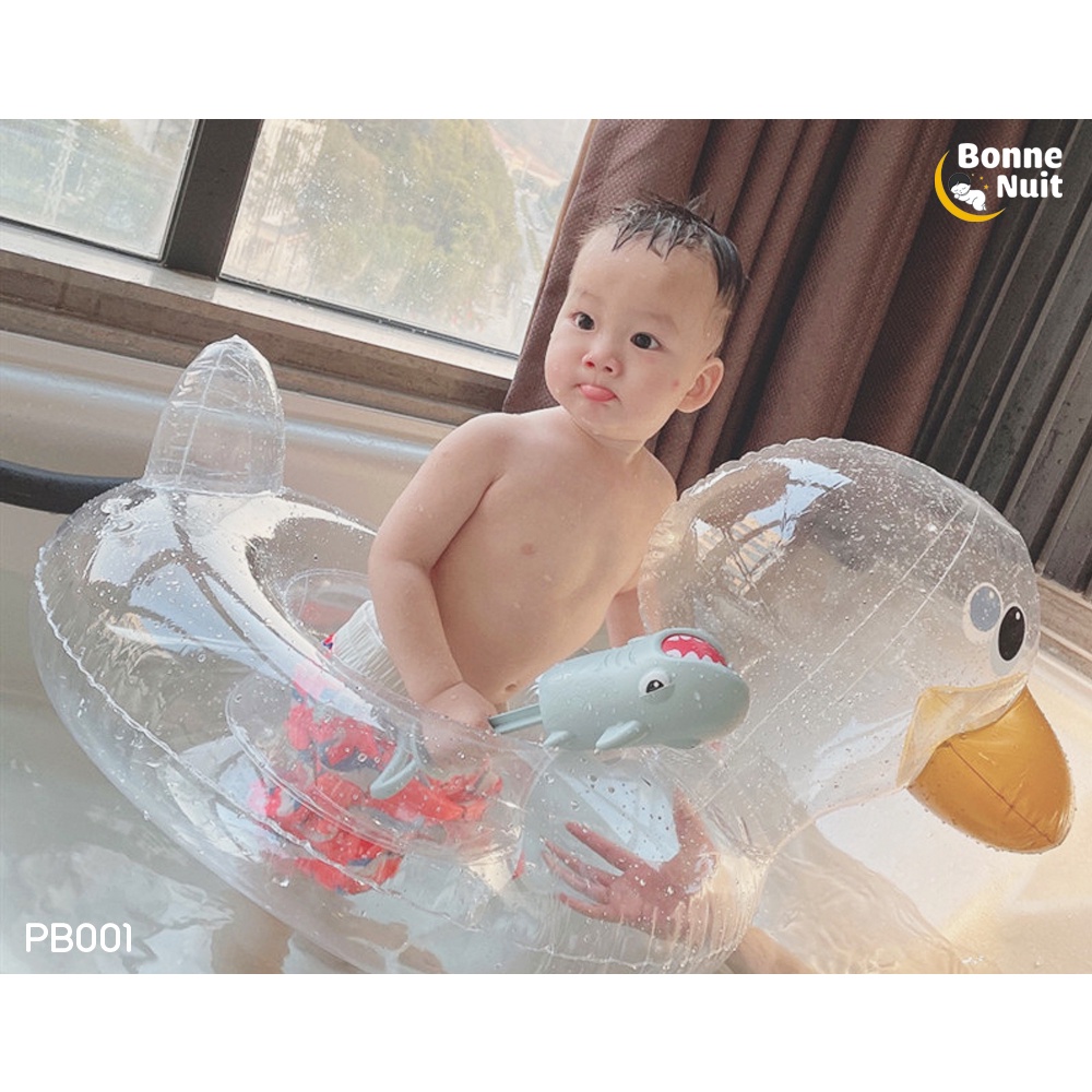 Phao bơi hình chú Vịt màu trong suốt cho bé mùa hè