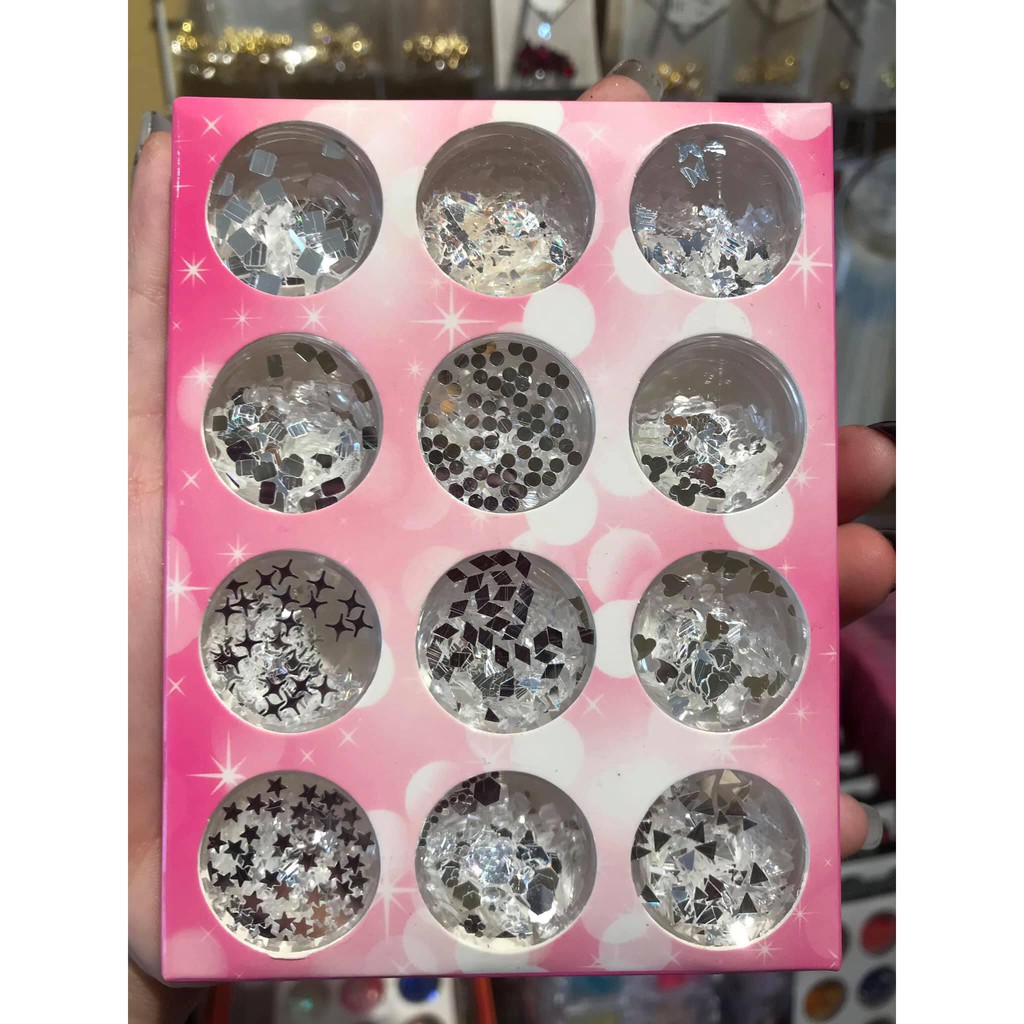 Set trang trí ánh bạc cao cấp đính móng