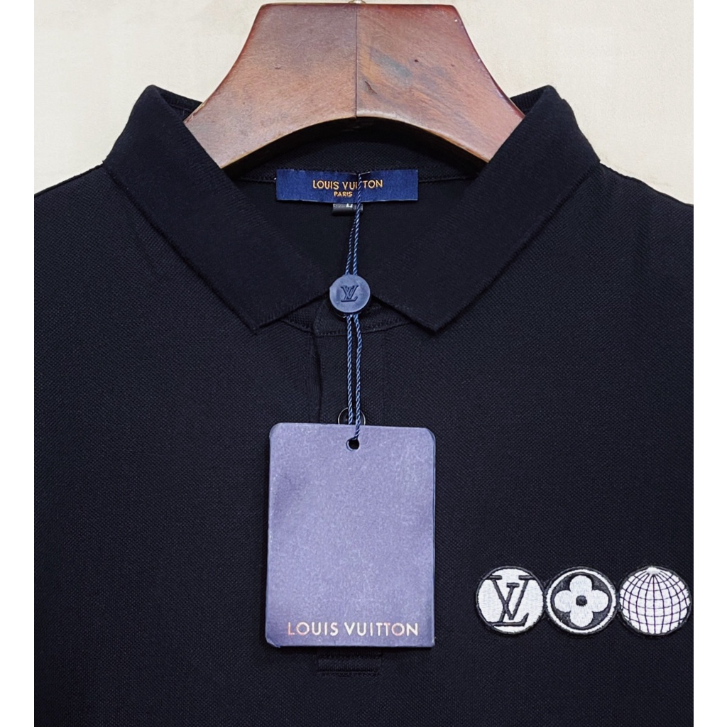 Áo thun polo cotton tay ngắn thêu logo L0uis Vu1tt 2021