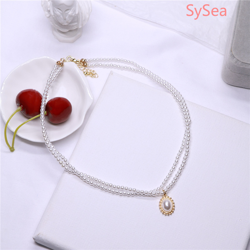 Vòng cổ hợp kim đính ngọc trai giả phong cách nữ tính ngọt ngào