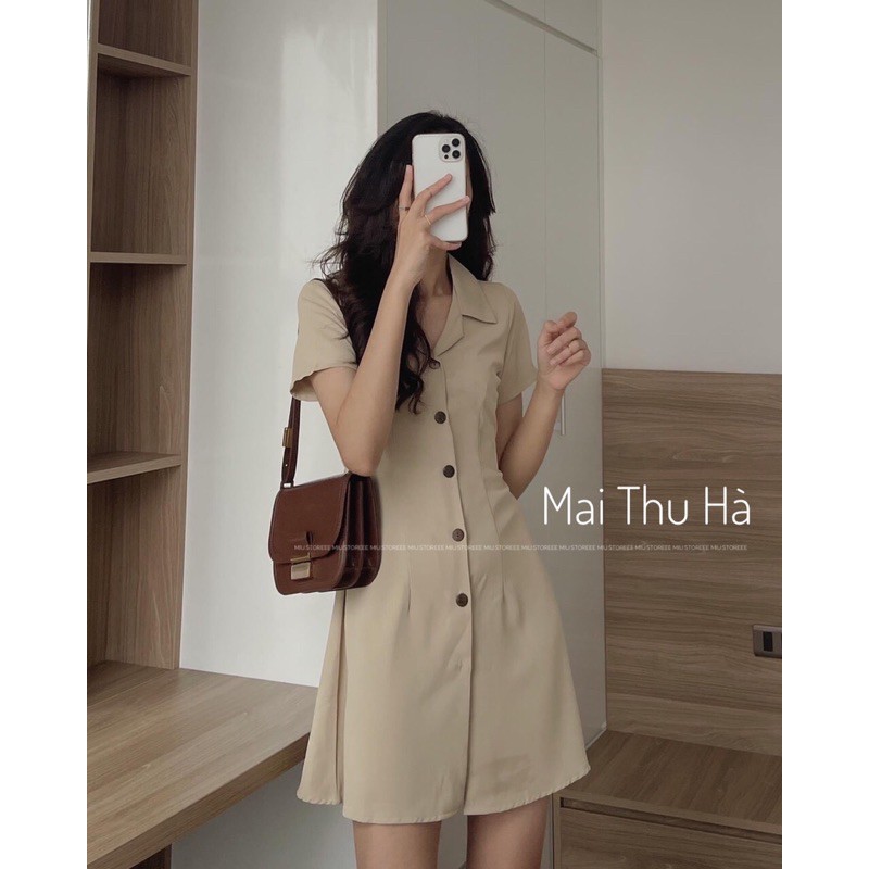 VÁY SƠ MI CỔ ĐỨC CHUN EO DÁNG CHỮ A | BigBuy360 - bigbuy360.vn