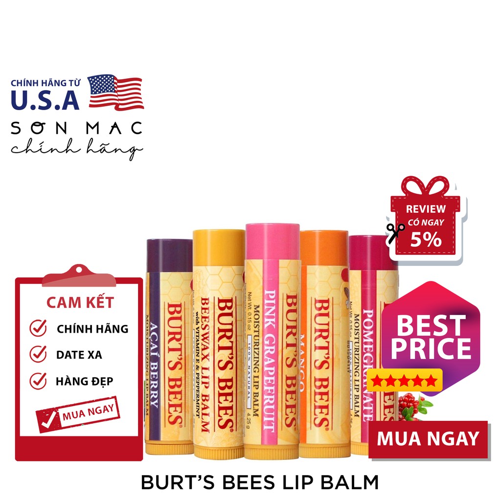 Son dưỡng không màu Burt's Bees 4.25g (có hương)