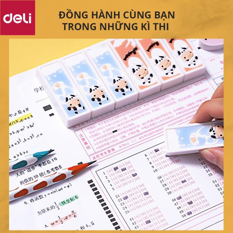 Tẩy hình vẽ bò sữa Deli - Xanh dương/ Cam - 1 chiếc - 71119 [Deli]