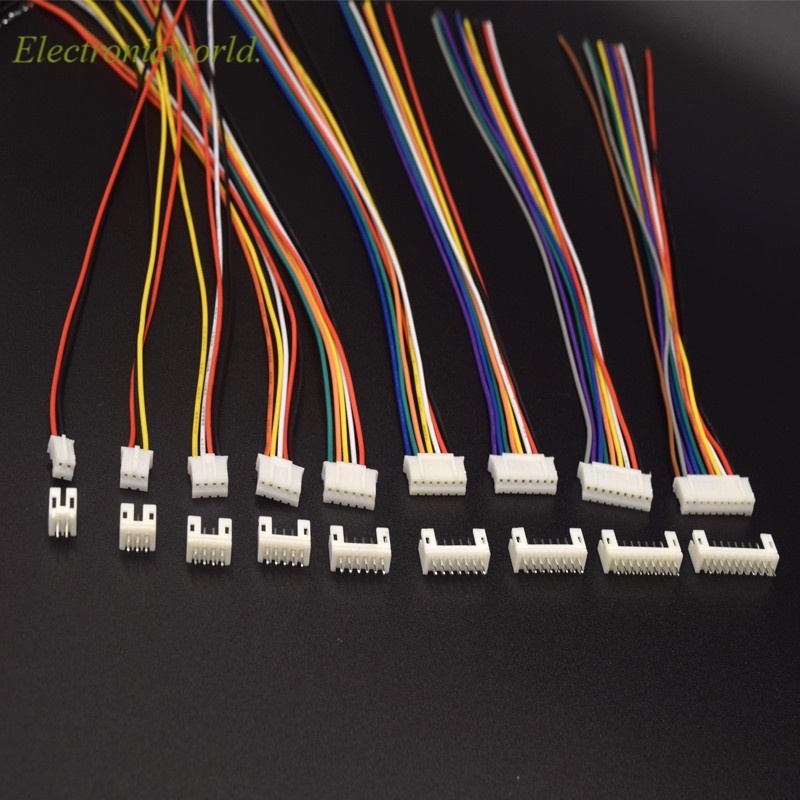 Bộ 10 đầu nối và ổ cắm micro JST 2.0 PH 2/3/4/5/6/7/8/9/10 chân với dây đầu cuối 200mm 26AWG