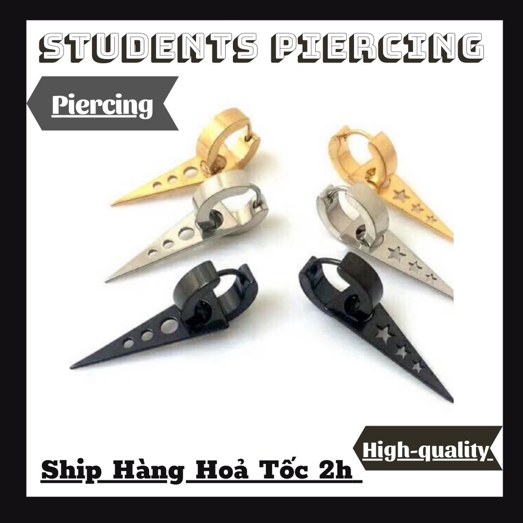KHUYÊN TAI VÒNG MIX HÌNH TAM GIÁC - THÉP KO GỈ