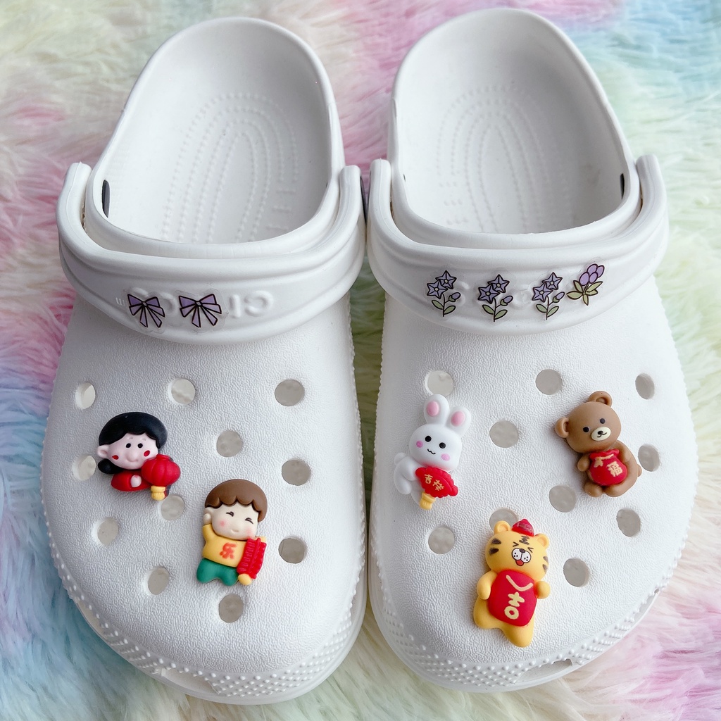 sticker dép crocsPhụ Kiện Nút Trang Trí Giày Diy Năm Mới 2022#Năm Hổ