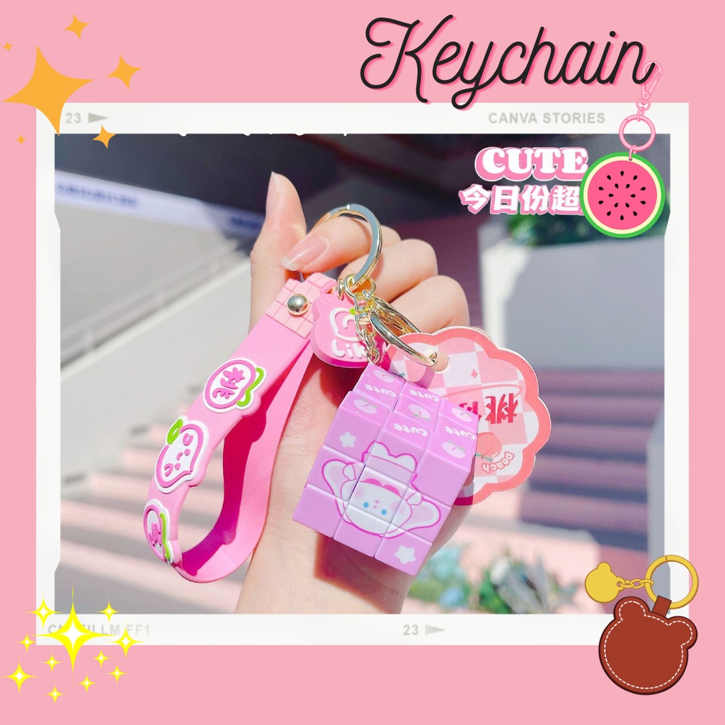 [Keychain] Móc khóa cao cấp khối Rubik độc đáo có thể chơi giải trí, phụ kiện balo, túi xách xinh xắn