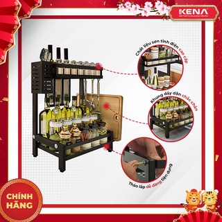 Kệ Gia Vị 2 Tầng Lắp Ghép Thông Minh Tiện Ích Thương Hiệu KENA KN1332, Chất Liệu Sắt Hòa Phát Sơn Tĩnh Điện Chống Gỉ