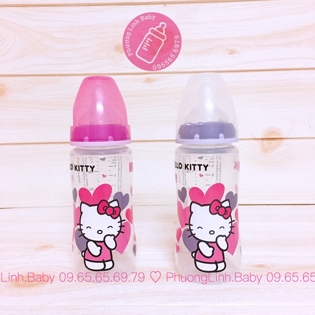 Ảnh Thật, Chính Hãng, Bình Sữa NUK Hello Kitty Premium Choice+ Nhựa PP 150ml, 300ml Núm S1-M, Micky 300ml núm S2-M