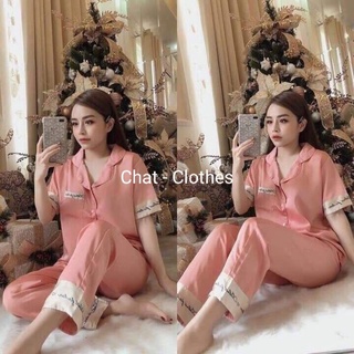 Bộ lụa chữ ký tay cộc quần dài hàng thiết kế có size