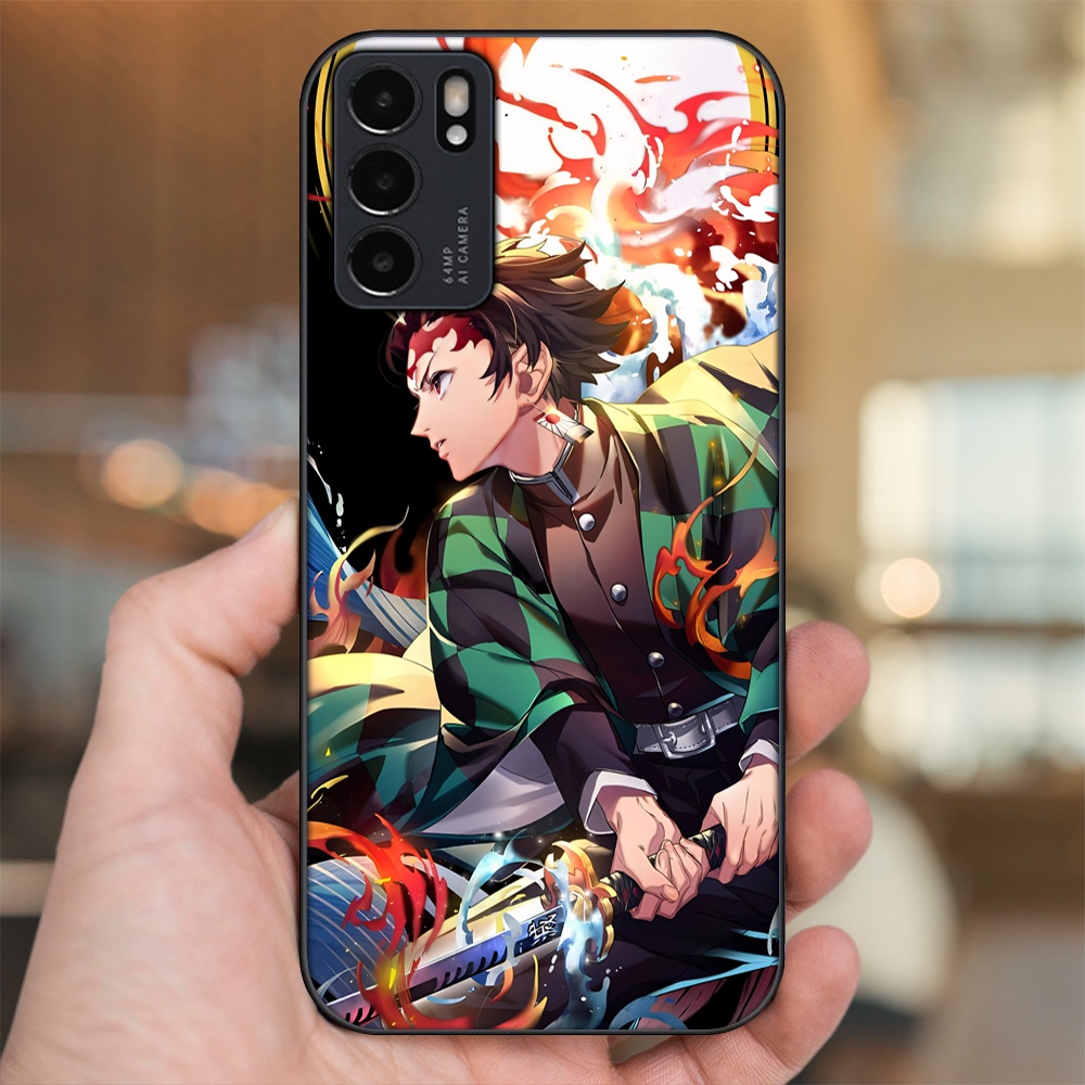 Ốp lưng Oppo Reno 6 5G viền đen in hình Tanjiro Kimetsu No Yaiba